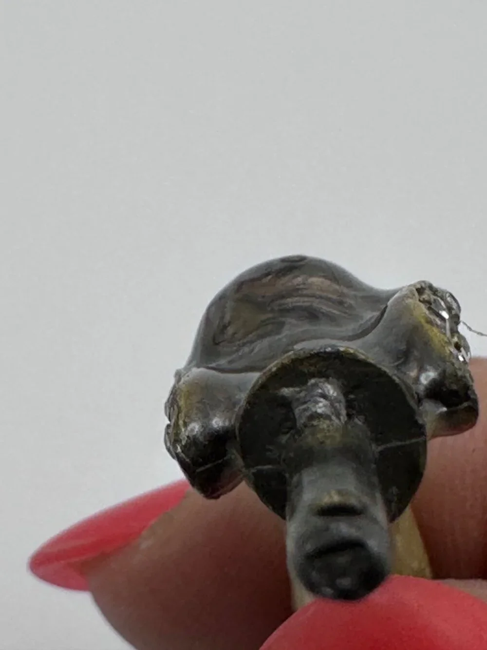Vintage Dog Head Wine Cork Handle Rhinestones Marble Metal Swirled Design